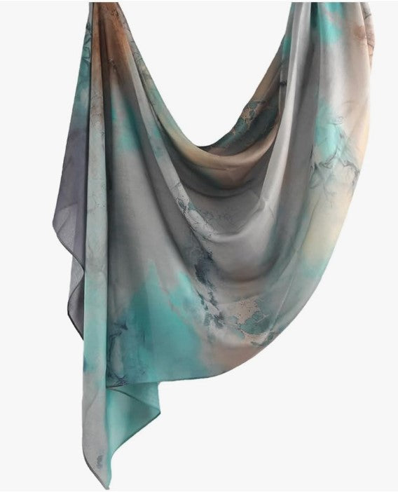 Teal Gray Watercolour Hijab