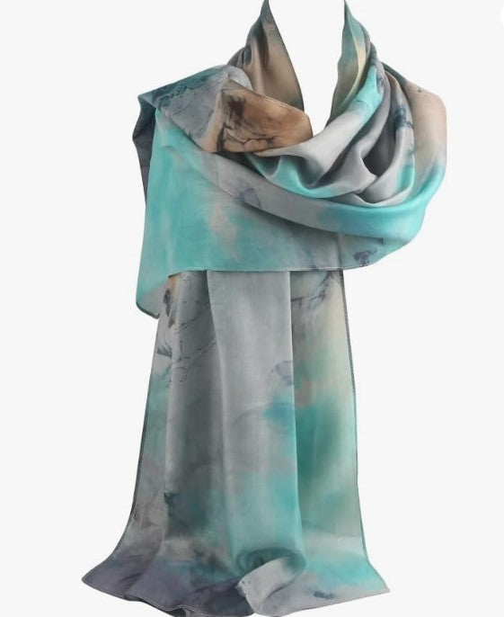 Teal Gray Watercolour Hijab