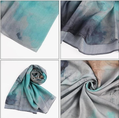 Teal Gray Watercolour Hijab