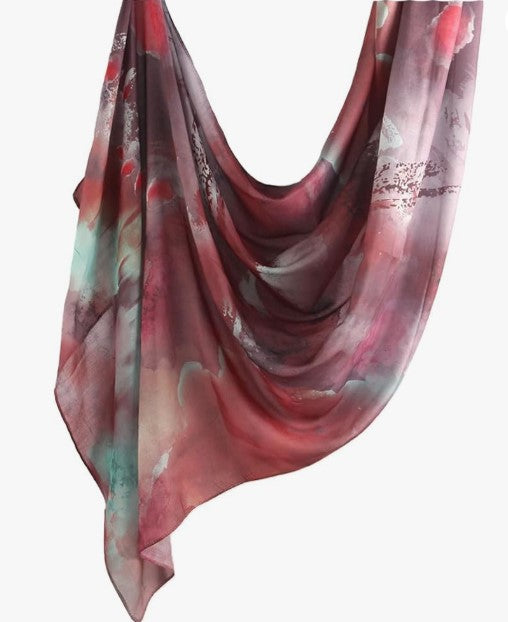 Purple Red Watercolour Hijab