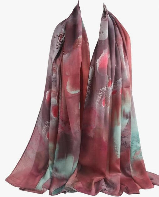 Purple Red Watercolour Hijab